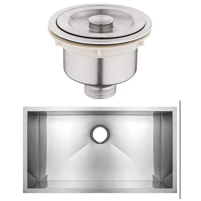 American Imaginations AI-29410 27 pouces Ensemble d'évier de cuisine en nickel brossé W Undermount pour perçage mural - Crépine incluse