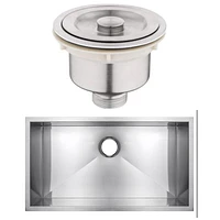 American Imaginations AI-29410 27 pouces Ensemble d'évier de cuisine en nickel brossé W Undermount pour perçage mural - Crépine incluse