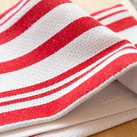 Fabstyles Broadway Stripe Cotton Kitchen Towels, Soft Quick-Drying, and Absorbent Striped Design Multi-Purpose Wash Cloths Dish Scrubber, 28" X 18"