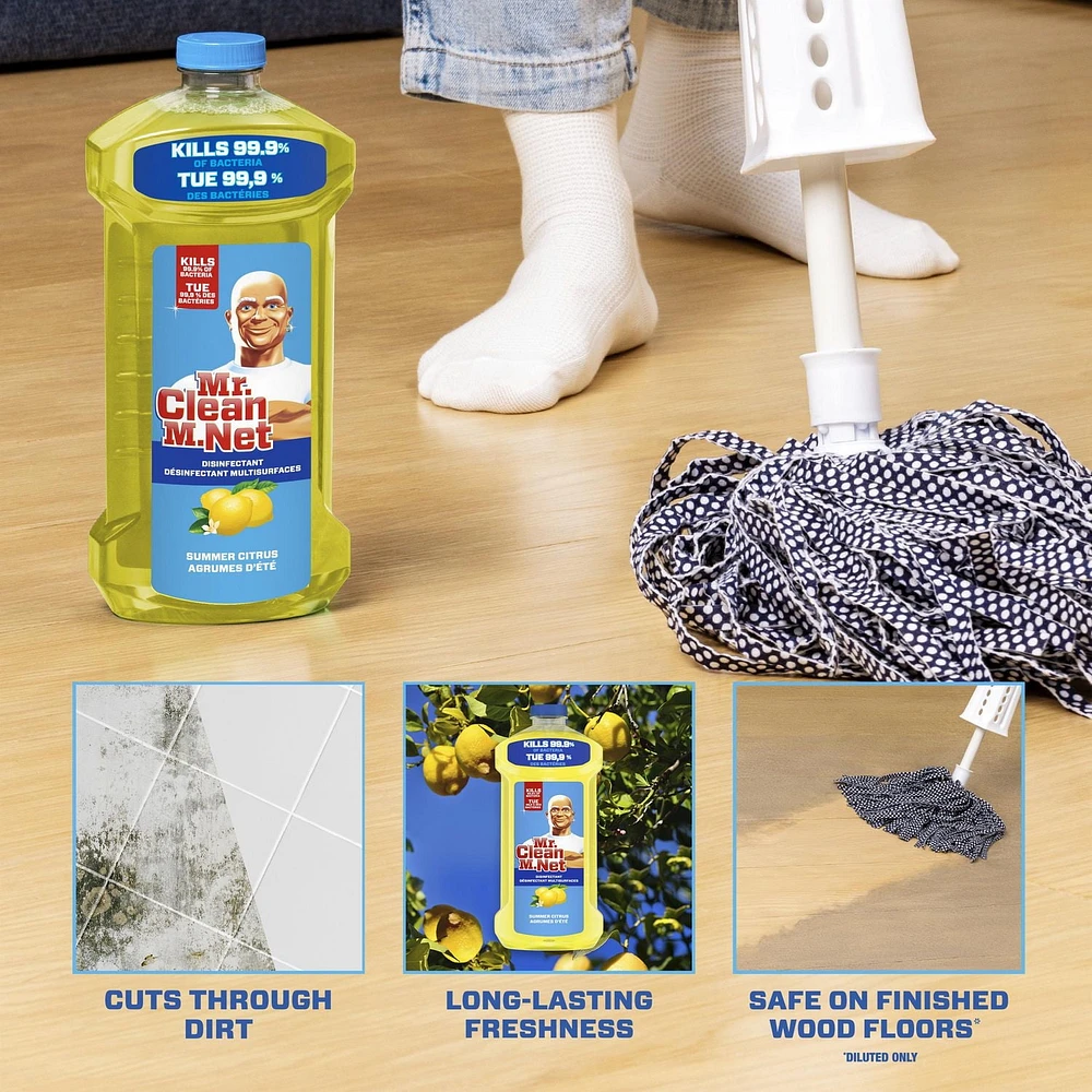 Mr. Clean Antibacterial Multi Surface Cleaner with Summer Citrus Scent, Disinfectant, All Purpose Cleaner, 1.21L