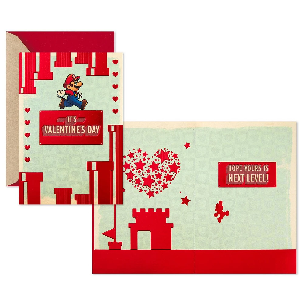 Hallmark Pack of 4 Super Mario Valentines Day Cards (Next Level)