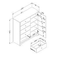 South Shore Vito Door Chest with 5 Drawers
