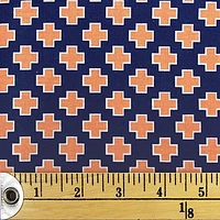 Fabric Creations Navy Blue with Orange Crosses Fat Quarter Pre-Cut Fabric - 18" x 21" / 45cm x 53cm, 18" x 21" / 45cm x 53cm