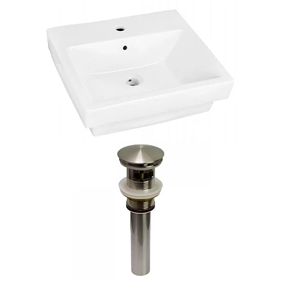 American Imaginations 20.5-in. W Semi-Recessed White Bathroom Vessel Sink Set For 1 Hole Center Faucet AI