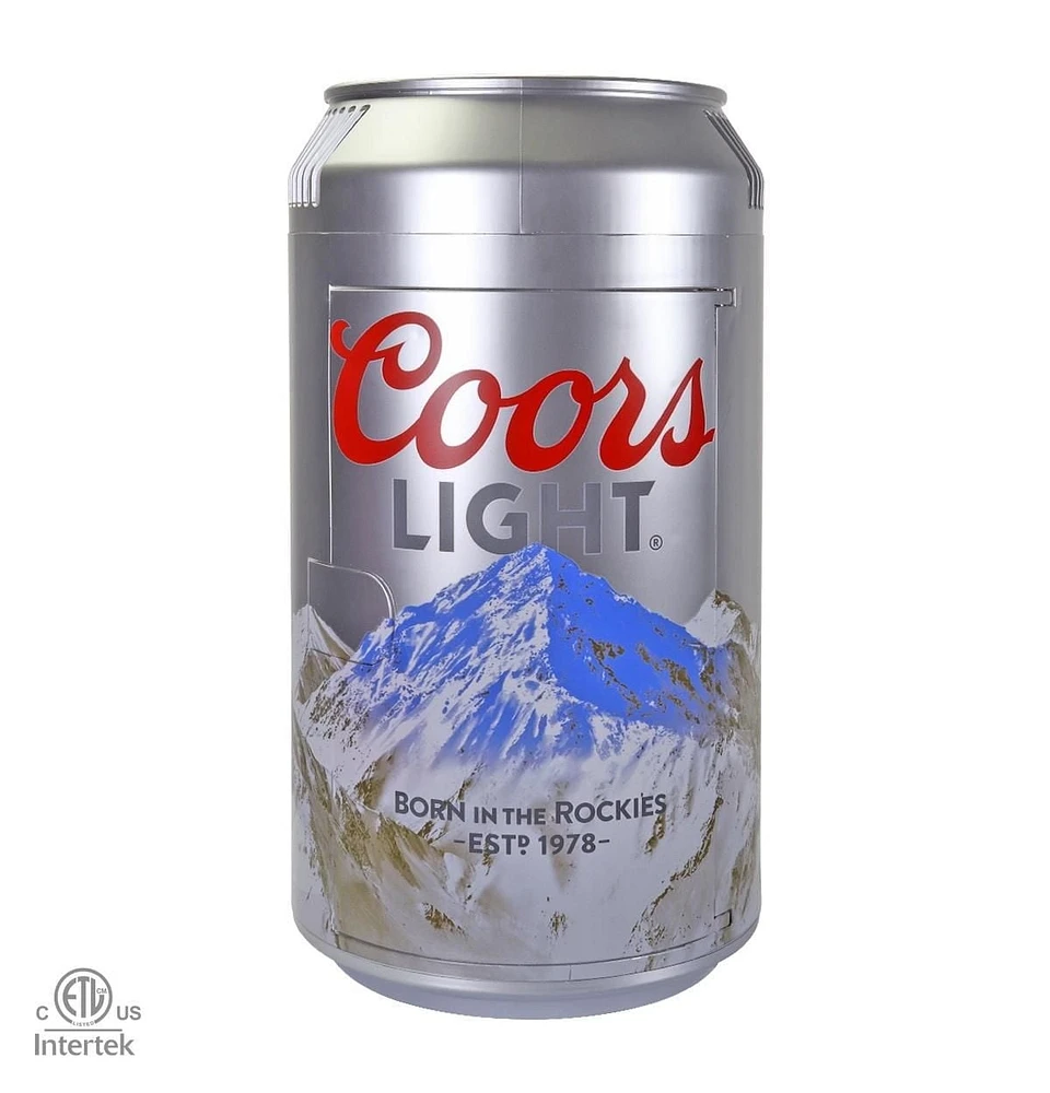 Coors Light 8 Can Portable Mini Fridge, 5.4L Personal Cooler for Office, Dorm, Travel - Silver