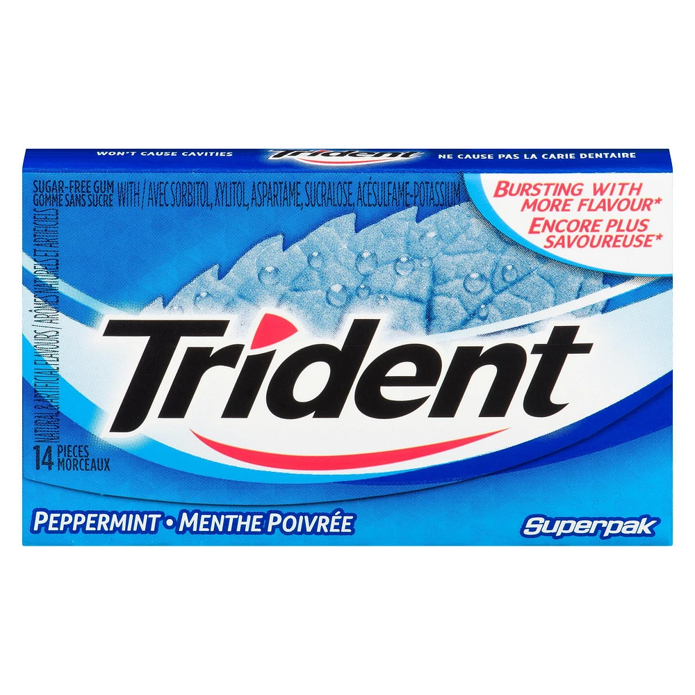 Trident Peppermint Sugar Free Gum, 14 Pieces