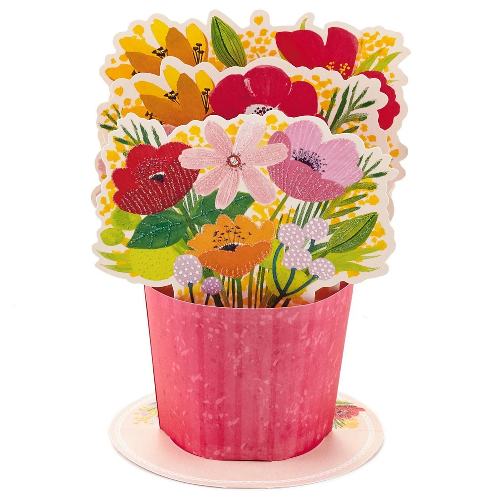 Carte en relief « Thinking of You » pour les fêtes et les anniversaires – Paper Wonder de Hallmark (Bouquet de fleurs)