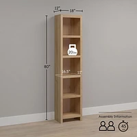Prepac Moda 5 Shelves Bookcase Natural Oak