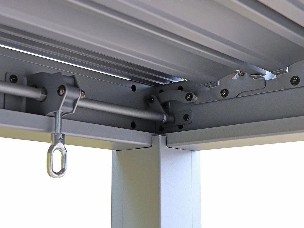 Pergola Vikos 10x13 en aluminium et persiennes en acier galvanisées