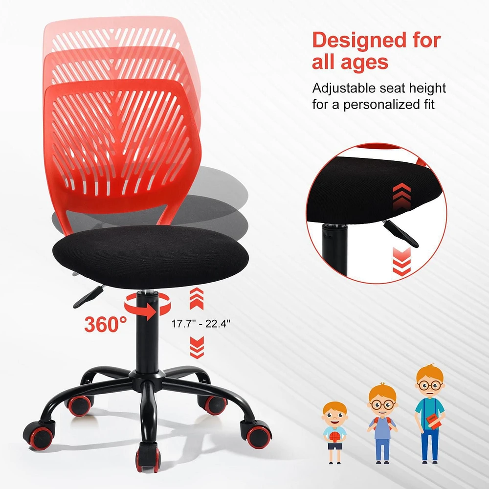 Homy Casa Task Chair - Adjustable Height with Breathable Ergonomics Backrest Upholstery for Student Teen