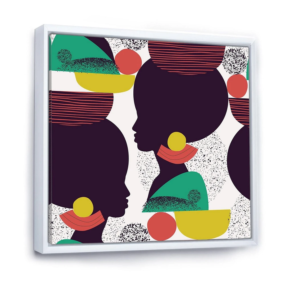 Designart Ethnic Geometric Silhouette of Afro American III FLOAT FRAME WALL ART