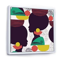 Designart Ethnic Geometric Silhouette of Afro American III FLOAT FRAME WALL ART