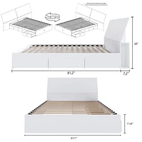 Lit rangement queen avec tête de lit Paris de Nexera, fini blanc