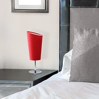 Simple Designs Mini Chrome Table Lamp with Angled Fabric Shade