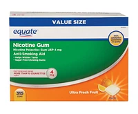 Equate Gomme à la nicotine Fruits ultra frais 4mg 315ct Gomme de polacrilex de nicotine USP 4mg