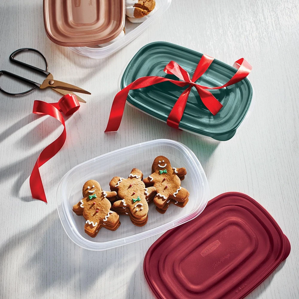 Rubbermaid TakeAlongs serving bowl-shaped Food Storage Containers, 15.7 Cup (3.7 L), Rhubarb, 2 Count, 2 Count