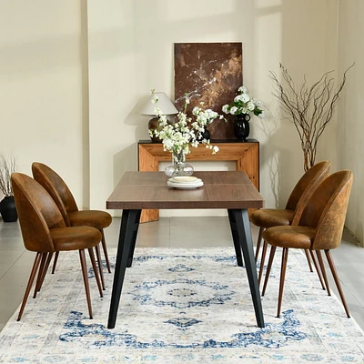 Homy Casa Ensemble de table à manger de 63 pouces avec 1 table et 4 chaises – Ensemble de salle à manger moderne avec dossier ergonomique, chaises rembourrées pour salles à manger, cuisines, petites s