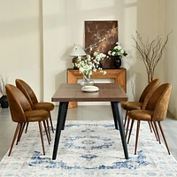 Homy Casa Ensemble de table à manger de 63 pouces avec 1 table et 4 chaises – Ensemble de salle à manger moderne avec dossier ergonomique, chaises rembourrées pour salles à manger, cuisines, petites s