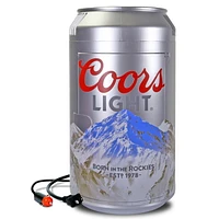 Coors Light 8 Can Portable Mini Fridge, 5.4L Personal Cooler for Office, Dorm, Travel - Silver