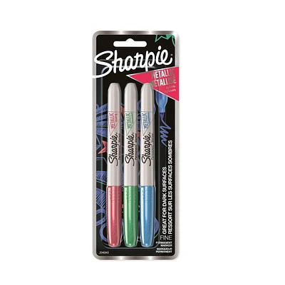 Sharpie marqueur permanent métallique, point fin, couleurs assorties