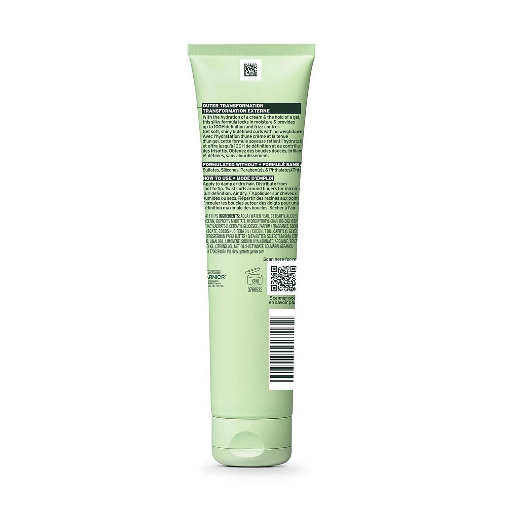 Garnier Fructis Hair Fillers + Acide Hyaluronique Gel-Crème Réparateur Hydratant, pour Cheveux Bouclés & Ondulés, retient l'humidité & donne jusqu'à 100 heures de Contrôle des Frisottis, 150ml Hydrate les cheveux bouclés