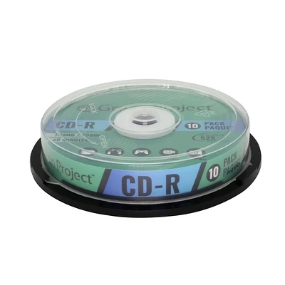Green Project Recordable CD-R 52X 10-Pack Cake Box, CD-R 10-Pack