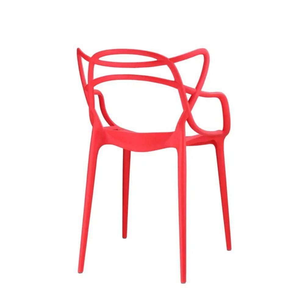 Chaise de salle à manger en plastique rouge de la collection Heavenly, lot de 3