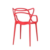 Chaise de salle à manger en plastique rouge de la collection Heavenly, lot de 3