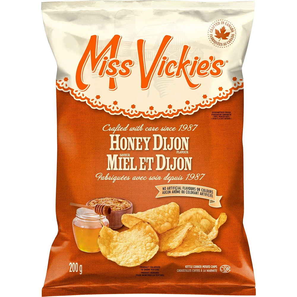 Miss Vickie’s Honey Dijon flavour kettle cooked potato chips, 200GM