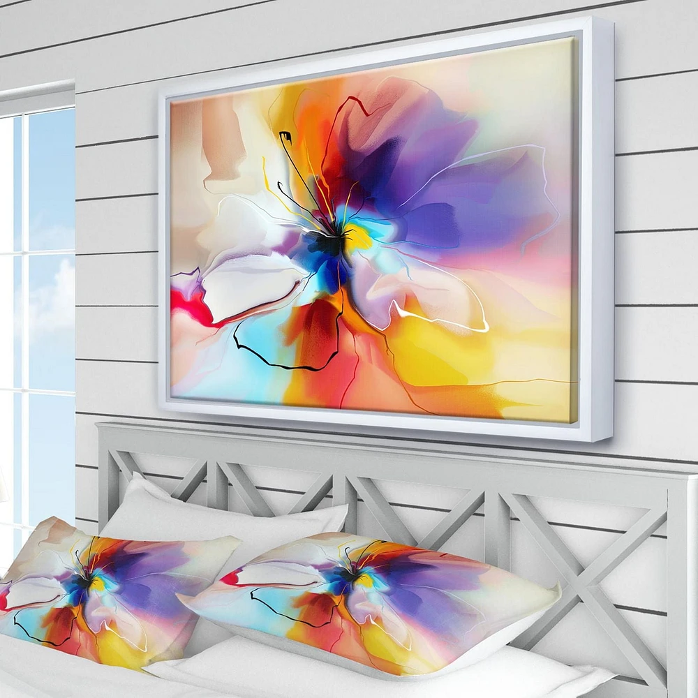 Designart Fleur créative en plusieurs couleurs ART MURAL À CADRE FLOTTÉ