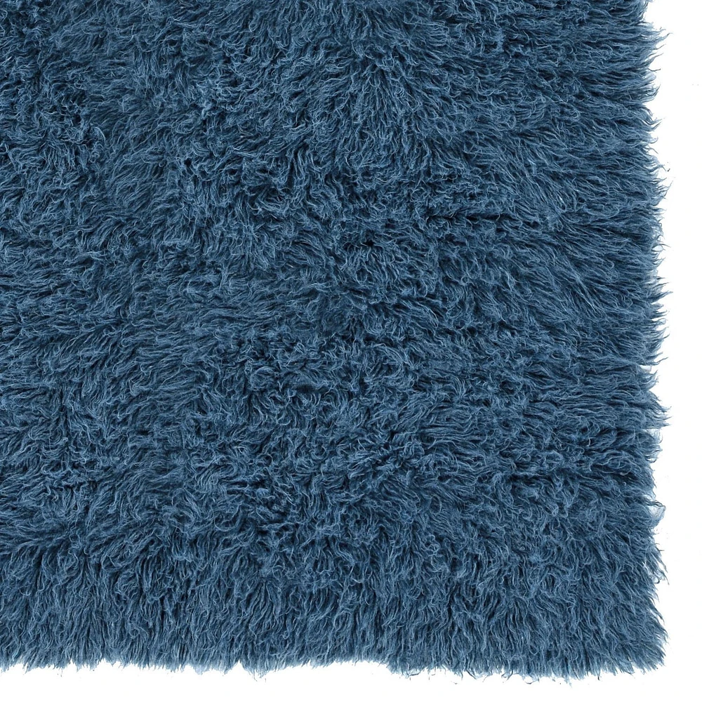 Tapis d'appoint Nouveau Flokati 1400 gr de 3' 6" x 5' 6", Bleu Denim