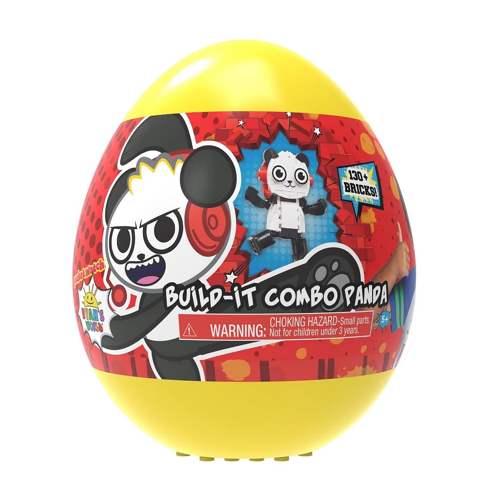 Ryan’s World Build-It Egg, Combo Panda, over 100-bricks