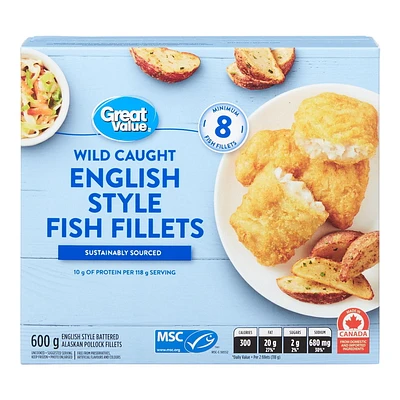 Great Value English Style Battered Fish Fillets, 600 g