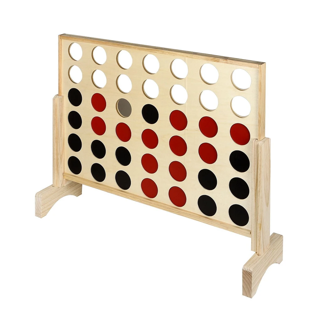 Hathaway Quattro 4 in A Row Board GAME with Solid Pinewood Frame And 42 Durable GAME Discs - 31.5-in L
