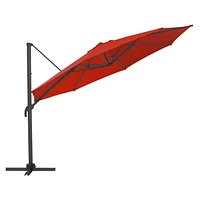 CorLiving Auvent en tissu durable de 11,5 pi avec titre décalé et parasol rotatif de luxe avec cadre en aluminium pour terrasse, jardin et plus encore