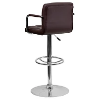 Tabourets de bar réglables | Ensemble de 2 tabourets de bar brun à hauteur de comptoir avec dossier et accoudoir