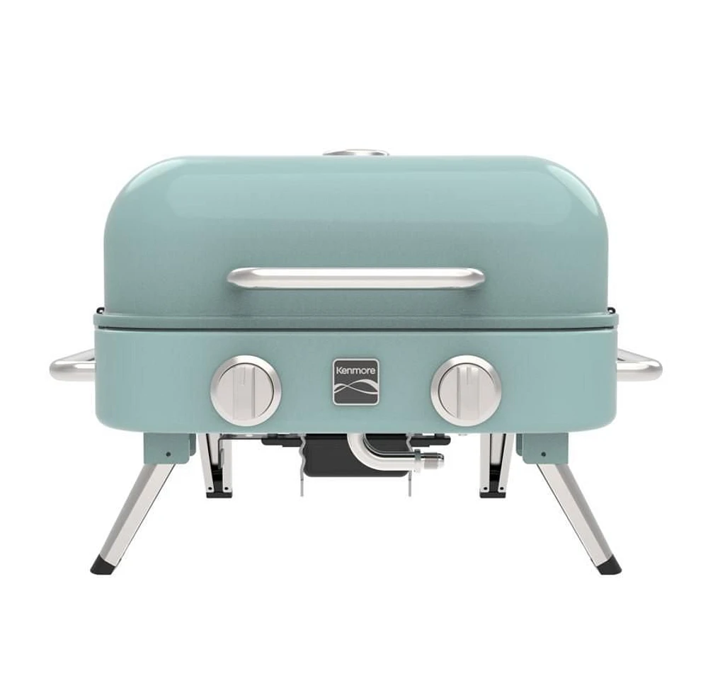 Kenmore - Gril à gaz de table rétro à 2 brûleurs - Turquoise
