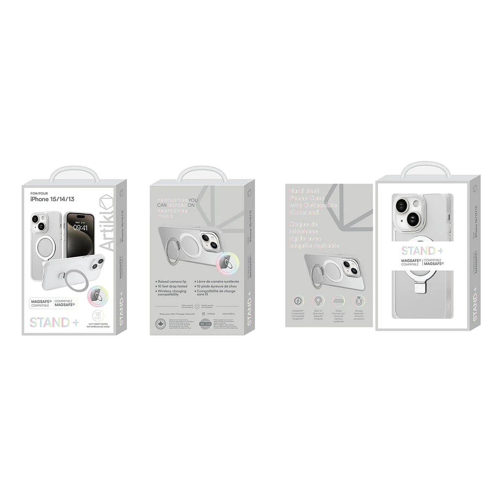 Artikl Lux Pro MagSafe Compatible Clear Case for iPhone 15/14/13 - Silver, Phone Case for iPhone 15/14/13