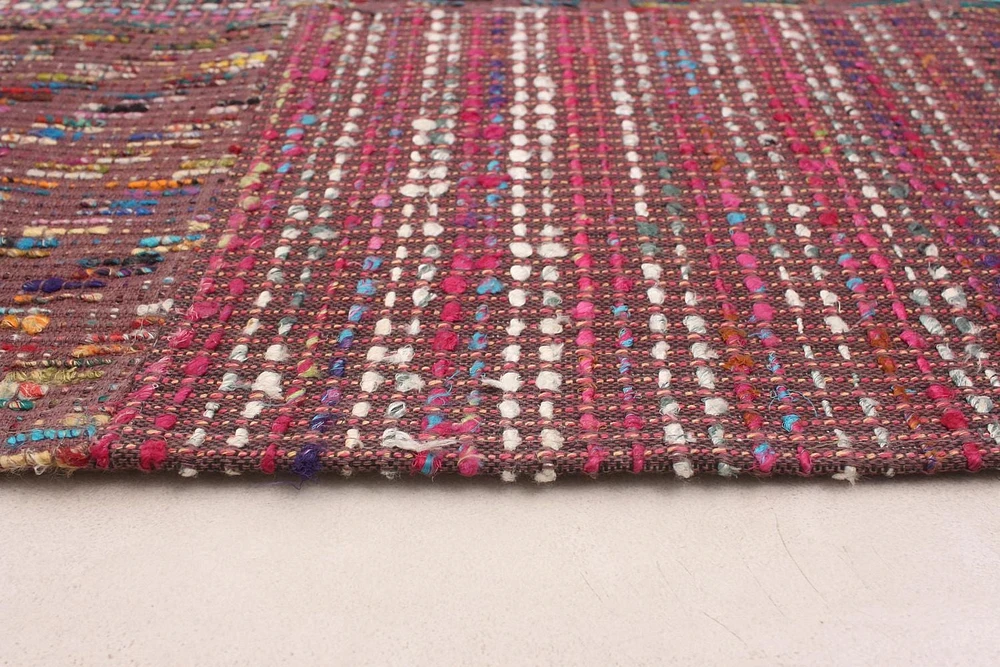 ECARPETGALLERY 5'2" x 7'2" Contemporary Collage Handmade Area Rug for Living Room, Dining Room and Bedroom in Red