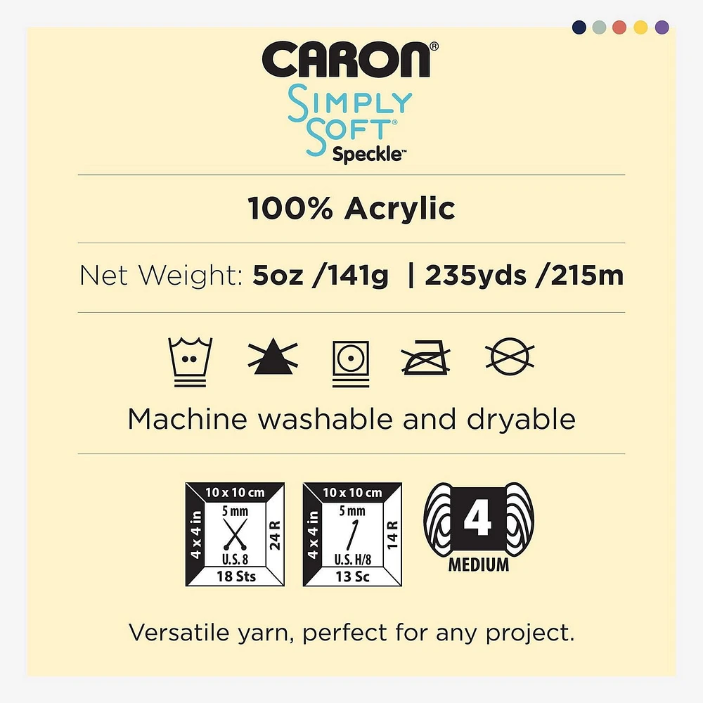 Caron® Simply Soft® Speckle™ Yarn, Acrylic #4 Medium, 5oz/141g, 235 Yards