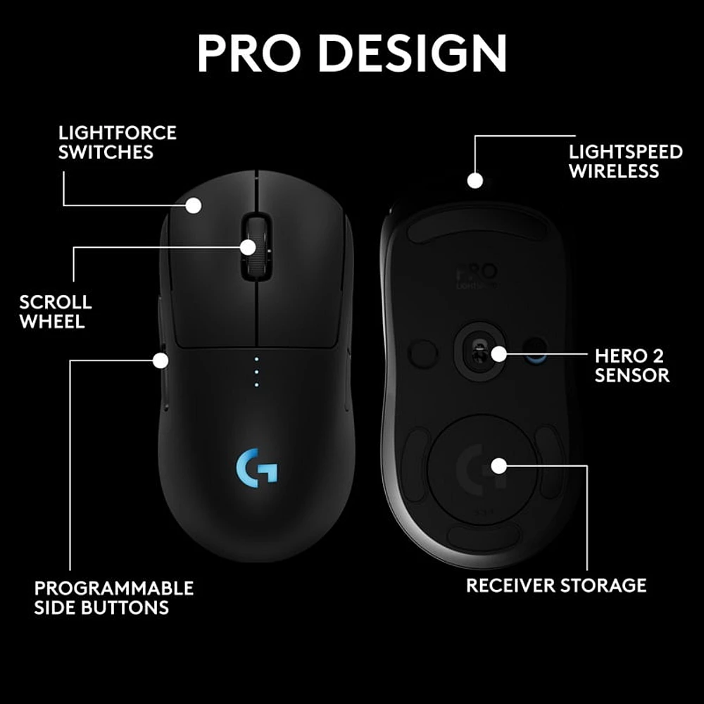 Logitech PRO 2 LIGHTSPEED Wireless Ambidextrous 44K DPI Sendor Gaming Mouse