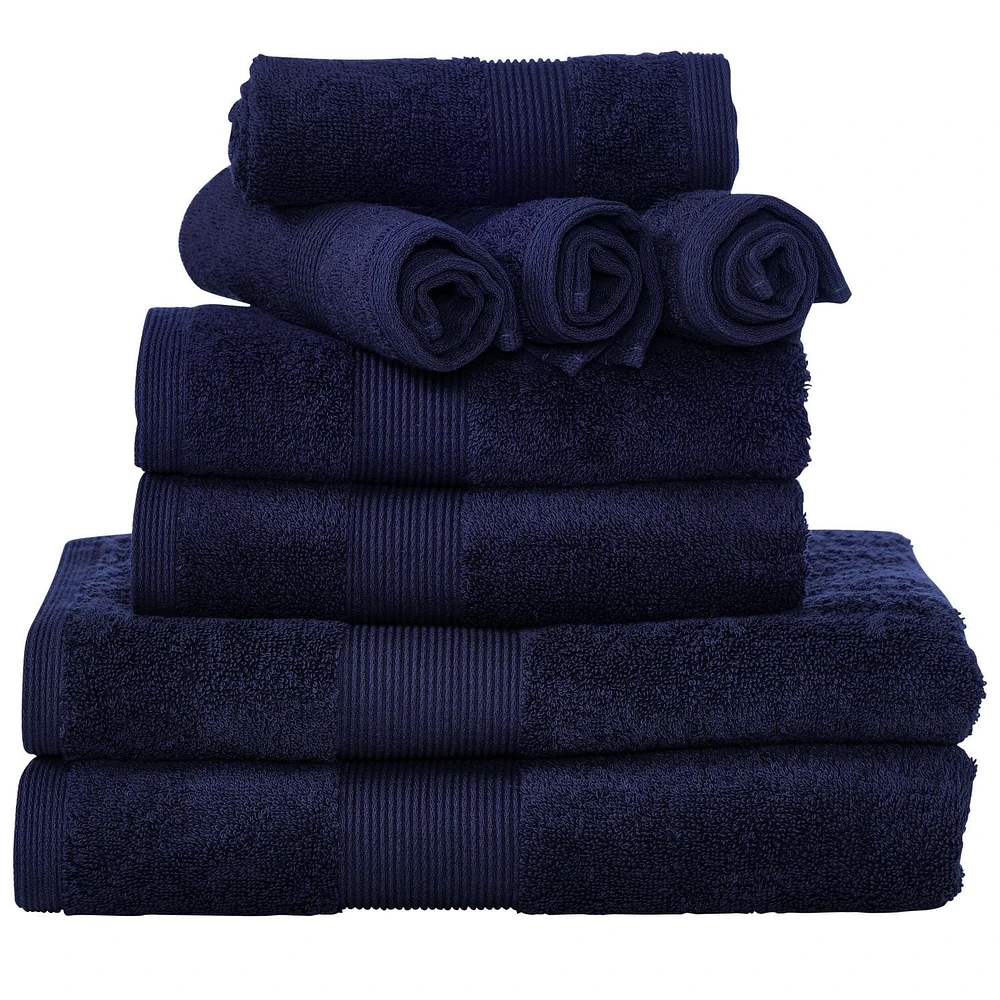 Ensemble de 8 serviettes en coton 100% zéro torsion 600 GSM Camelot, hautement absorbant | 2 serviettes de bain, 2 essuie-mains et 4 débarbouillettes