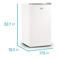 Black + Decker BCRK32W Réfrigérateur compact Energy Star Mini-réfrigérateur à porte simple avec congélateur, 3,2 pieds cubes, blanc