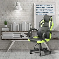 Homylin Chaise de jeu en similicuir avec dossier haut, pivotante, à roulettes, style racing, chaise de bureau exécutive, chaise de jeu vidéo réglable