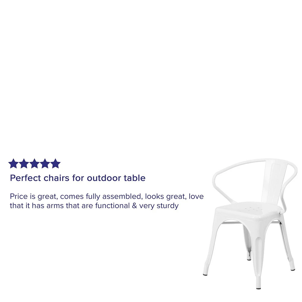 White Metal Indoor-Outdoor Chair with Arms