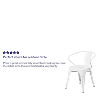 White Metal Indoor-Outdoor Chair with Arms