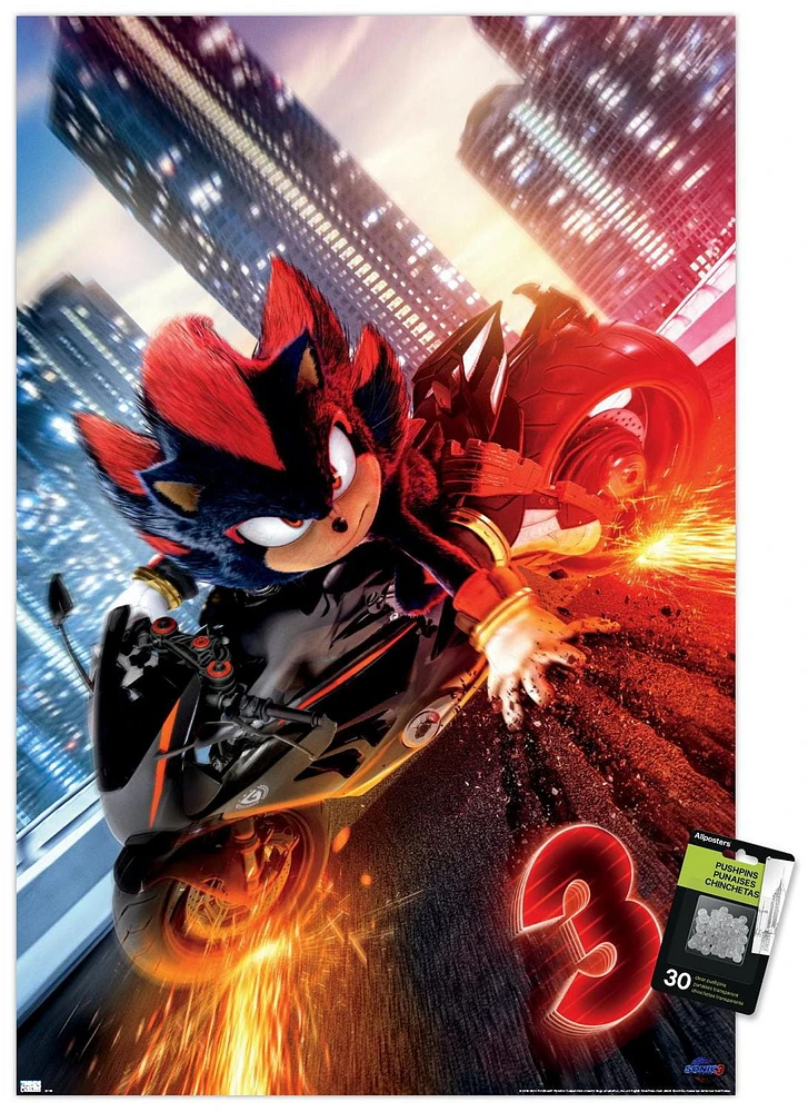 Sonic the Hedgehog 3 - Shadow Motorcycle One Sheet Wall Poster