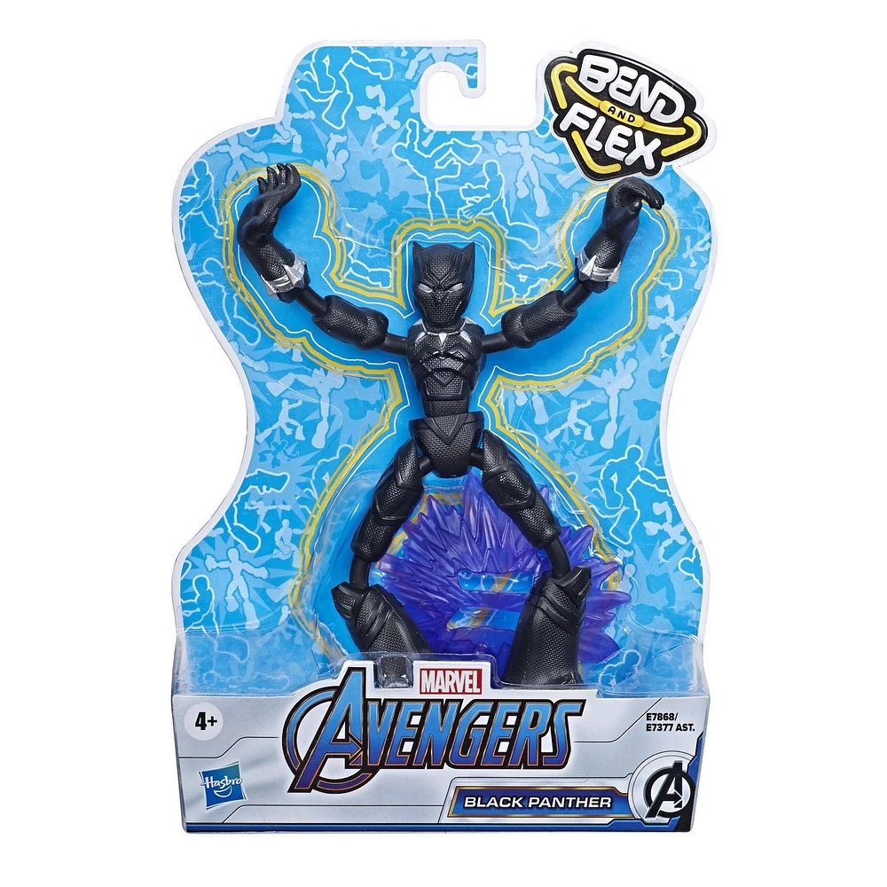 Marvel Avengers Bend and Flex  - Figurine articulée Black Panther de 15 cm flexible, incluant accessoire