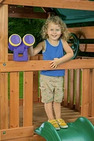 Mountain View Playset with Tarp Roof, Monkey Bars, Climbing Wall & Slide