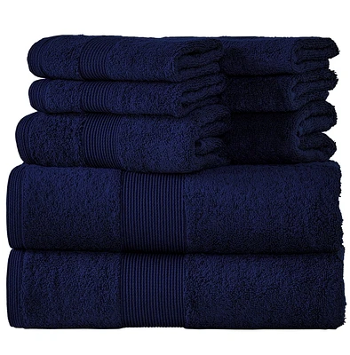 Ensemble de 8 serviettes en coton 100% zéro torsion 600 GSM Camelot, hautement absorbant | 2 serviettes de bain, 2 essuie-mains et 4 débarbouillettes